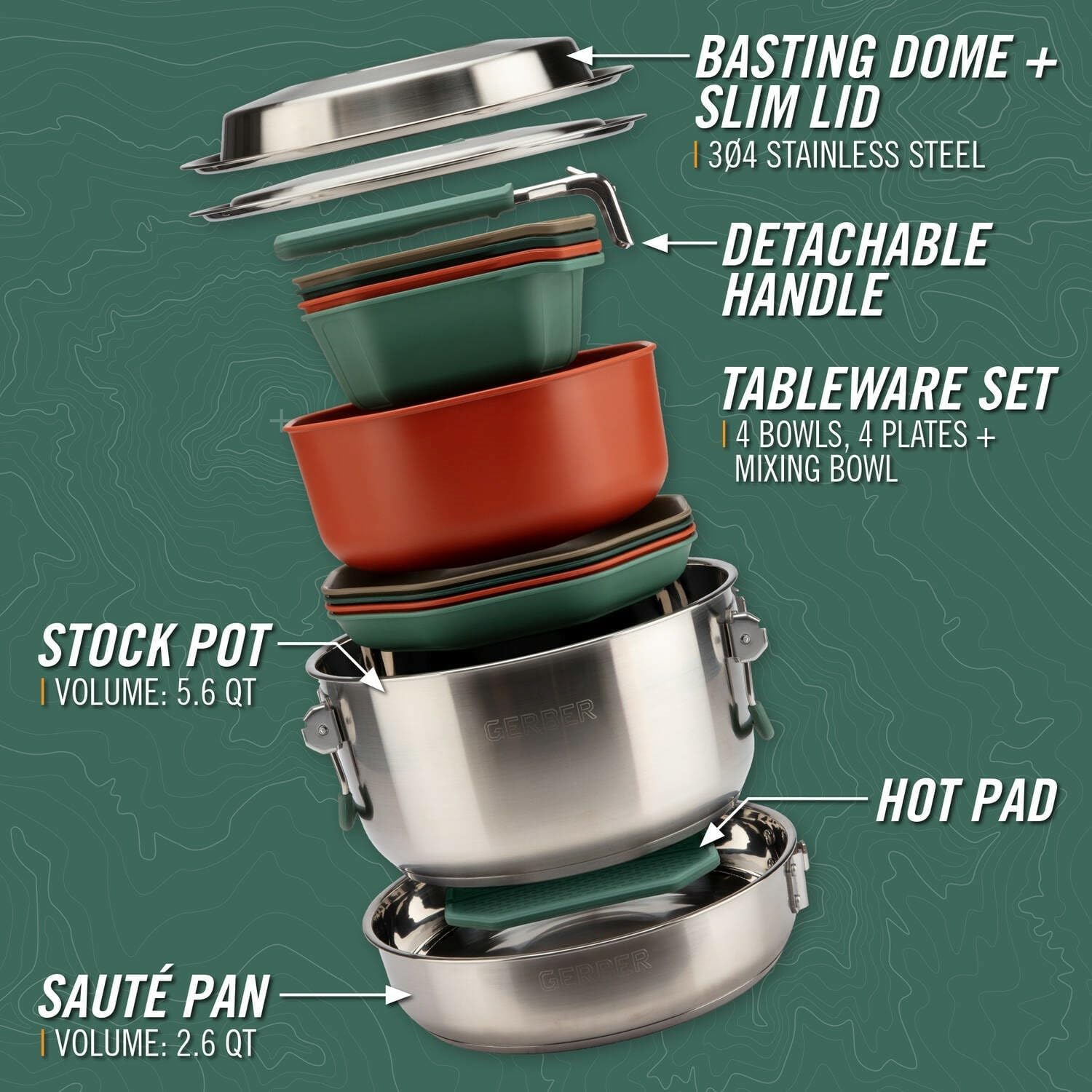 アウトドアクッキングキャンプ用調理器具セット、食器洗い機対応 - Camping Cooking Set For 4 のレビューと価格