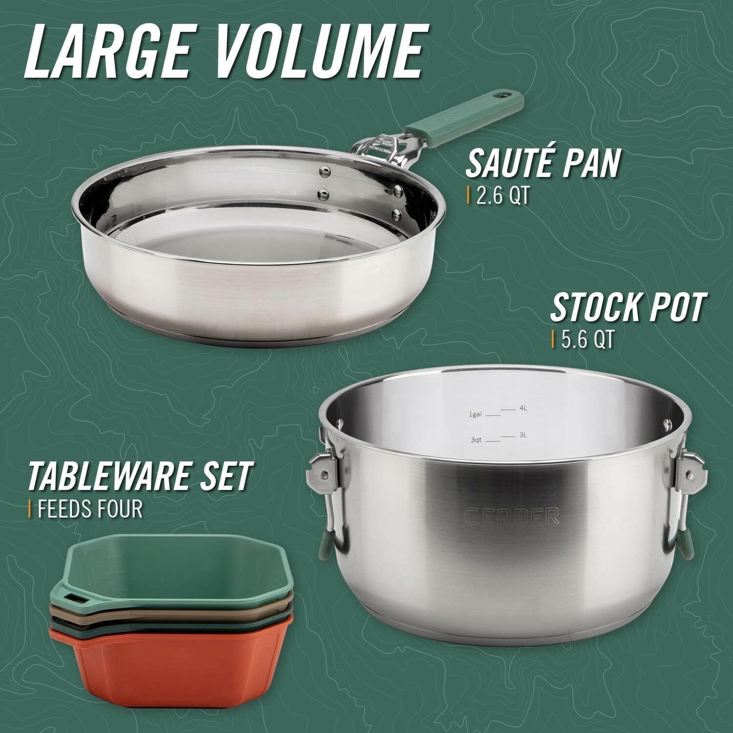 アウトドアクッキングキャンプ用調理器具セット、食器洗い機対応 - Camping Cooking Set For 4 のレビューと価格